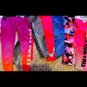 Bundle of 6 Nike little girls athletic sports pants.